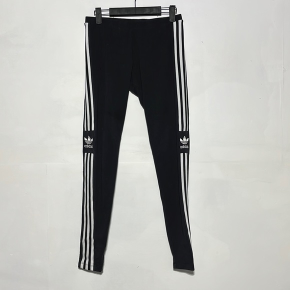 adidas Pants - Adidas Black White Three Stripe Trefoil Tights Size Medium